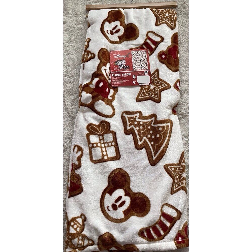 Disney Mickey & Minnie Mouse Gingerbread Cookie‎ Christmas Throw 50”x70” Blanket